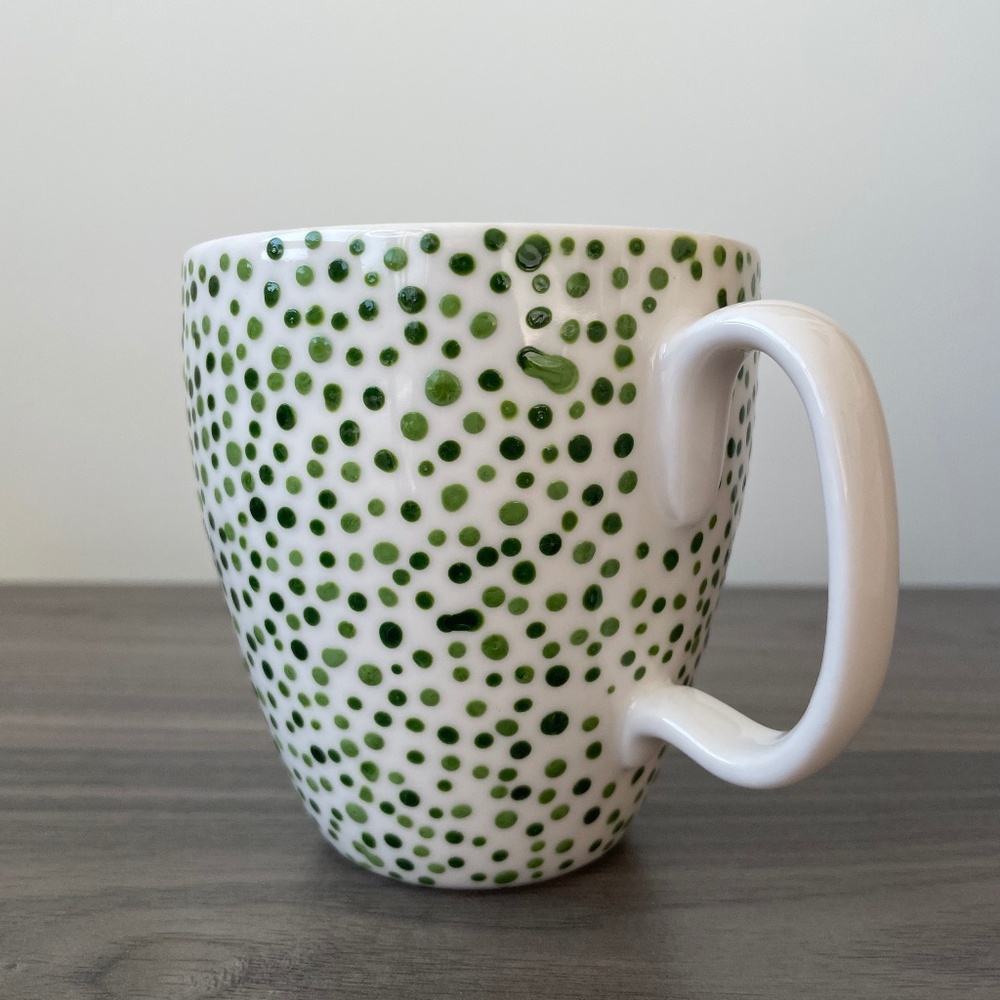 Hand Painted Green Dot Mug